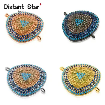 

28*22mm Best Quality Diy Jewelry Bracelet Making Copper Cubic Zirconia Women Bracelet Necklace Accessories Charm Connector Hole
