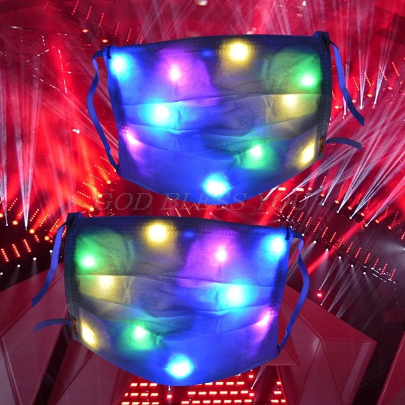 LED Rave Mask 10 Colors Luminous Light for Men Women Face Mask Music Party Christmas Halloween Light Up Mask Flashing