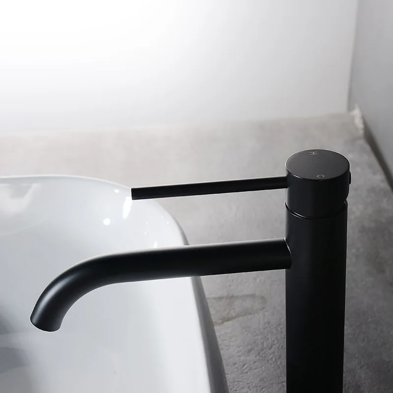 Bathroom Faucet Basin Faucet Cold And Hot Mixer Water Tap Deck Mounted Single Hole Handle Tall Style