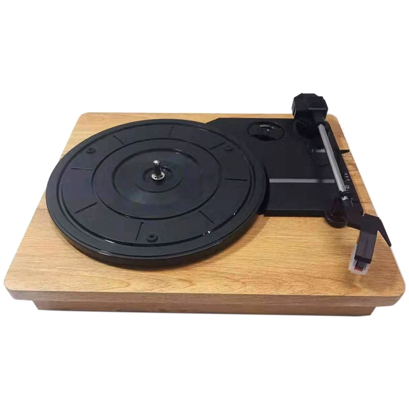 

33, 45, 78 RPM Record Player Antique Gramophone Turntable Disc Vinyl Audio RCA R/L 3.5mm Output Out USB DC 5V Wood Color