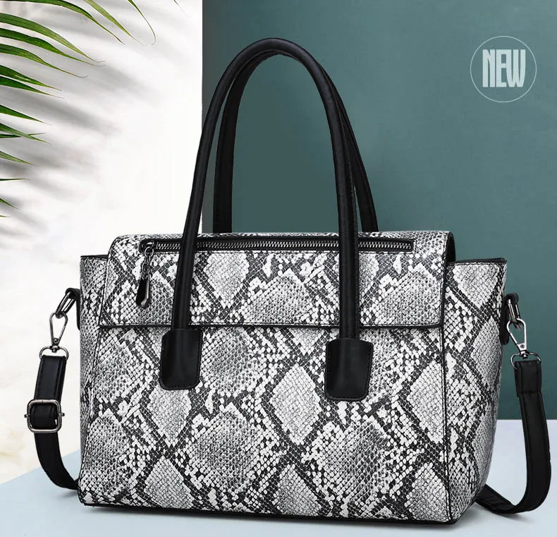 Ladies 2 pcs set Bucket Handbag 2019 Luxury Brand Women Tote Bag Snake Prints Handbags Female PU leather Crossbody Shoulder Bags (1)