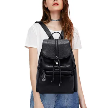 

Womens Water Resistant Backpack Fashion PU Leather Solid Color Leisure School Bag Outdoor Travel Package Womens Zipper Backpack