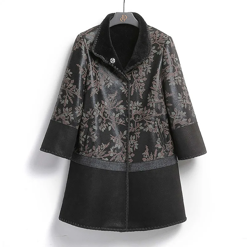 

Sheep Shearling Winter Coat Women Real Leather Jacket Vintage Real Fur Coat Women Two Side Wear Plus Size Jacket FL665 YY1068