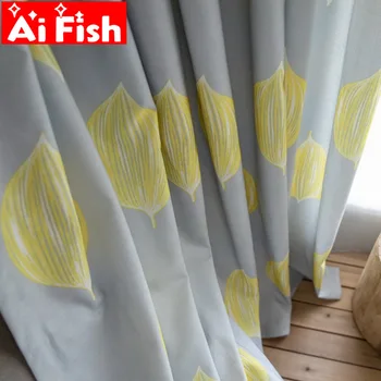 

Nordic Fresh Home Garden Print Yellow Lemon pattern Curtains for living room window treatments kitchen curtains drapes M221#5