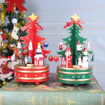 

fashion cute anime Christmas Decorations Christmas High-end Wooden Rotating Music Box Music Box рождество boże narodzenie