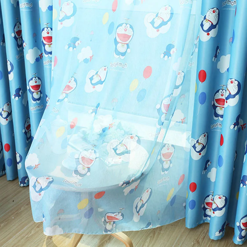 Doraemon, Мультяшные занавески для детской комнаты, синие затемненные занавески для детской комнаты с милым принтом, занавески для детской комнаты hm065#40
