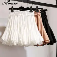 Xnxee плиссированные юбки-пачки с высокой талией, Женская мода, летняя Корейская мини короткая шифоновая юбка, женская белая