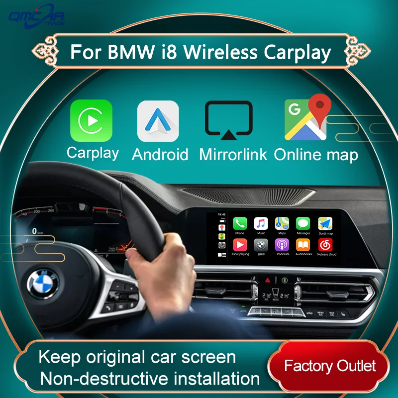 Беспроводной автомобильный декодер Apple CarPlay Android для BMW i8 2013-2016 Mirror Link AirPlay функции