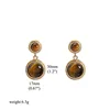 Goldtone Plated Natural Stone Earrings Brown Stone Post Stud Earrings Design Original Cabochon Shape Stone Assorted Design ► Photo 2/6