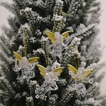 

4pcs Crystal Angel Pendant Christmas Tree Decor Drop Ornaments Christmas Decoration New Year Gift Window Display Xmas Home Decor