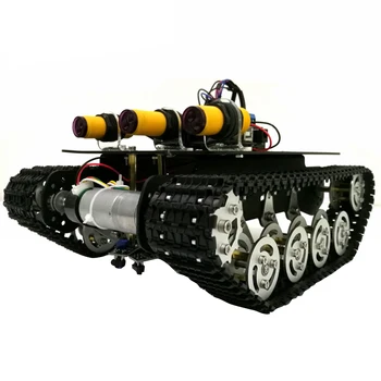 

DIY Intelligent RC Car Kit Infrared Tracking Obstacle Avoidance Sensor Metal Track Shock Absorber Tank Suspension Robot Toy