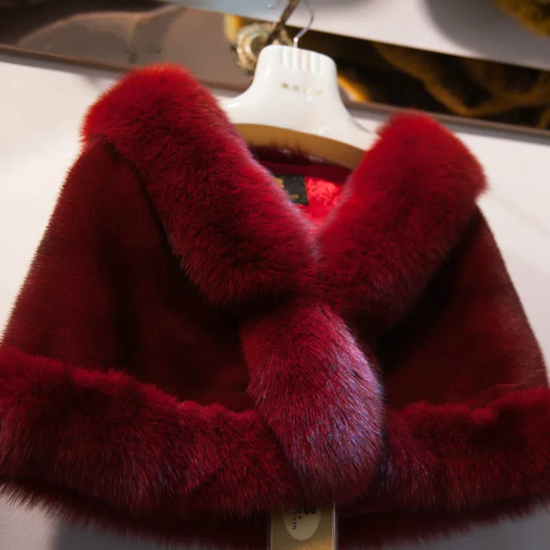 Luxury Women Ladies Winter Real Mink Fur Cape Shawl Genuine Fur Wedding Party Bride Wedding Dress Cape Warm - Color: I