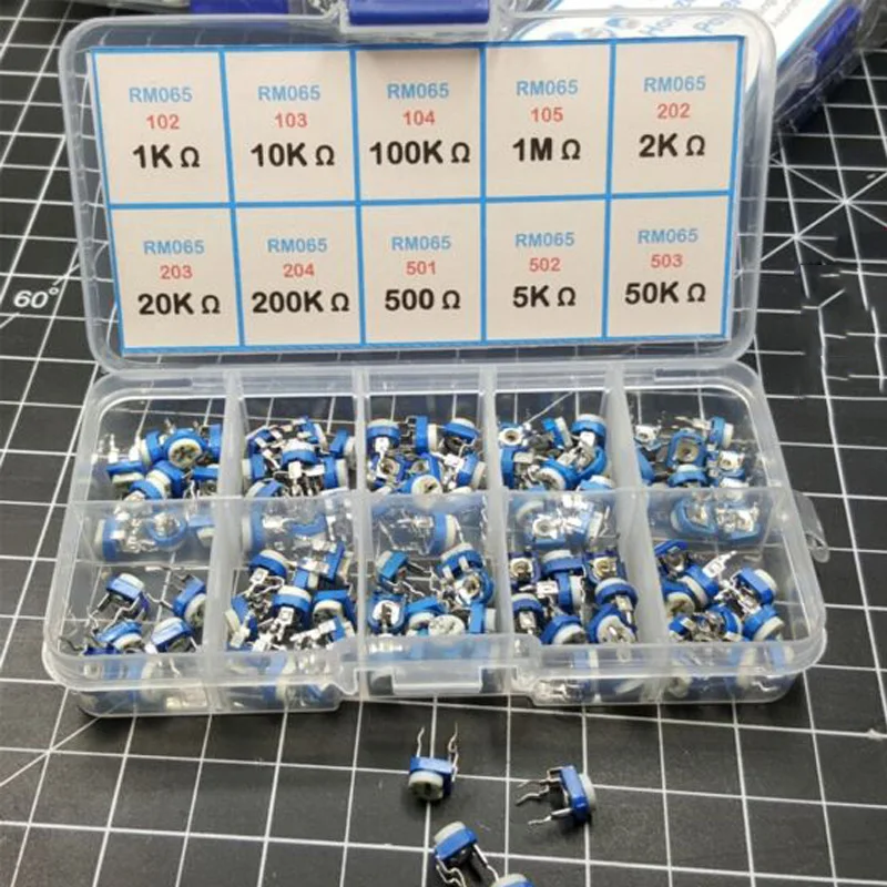Trimpot резистор переменный 10 Значение потенциометра коробка RM065 тонкий Прототип Макет промышленный