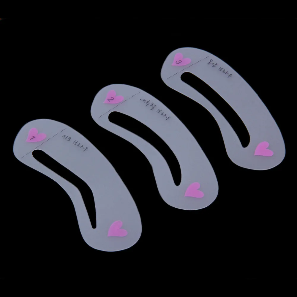 

Reusable 3pcs Grooming Shaping Assistant Sealed Template 3 styles Eyebrow stencils Drawing Card Brow Make-Up Top Quality