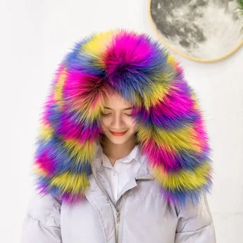 

Female Faux Fur Scarf Winter New Luxury Colorful Down Jackets Warm Accessories High Quality Temperament Cold Proof Fur Collar
