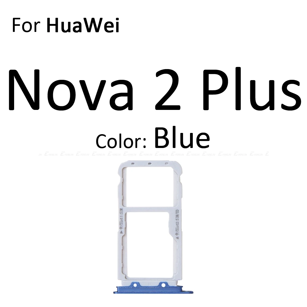 Высокое качество Micro SD/Sim карты лоток гнездо адаптера для Huawei NOVA 2 Plus Разъем Держатель Слот ридер контейнер - Цвет: For Nova 2 Plus Blue