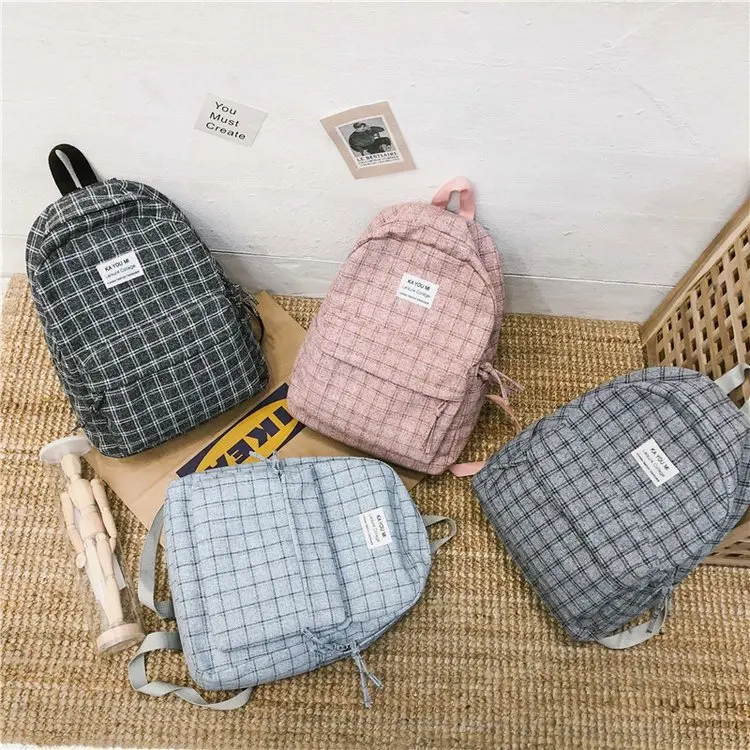 

Korean-style Versatile Casual Backpack Retro Harajuku-Style Plaid School Bag High School Student College Style Trend School Bag