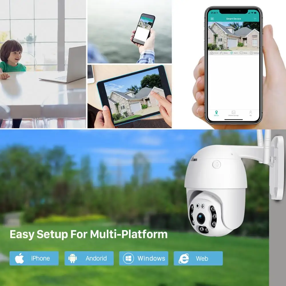 HD 1080P двойная антенна Wifi PTZ IP камера уличная цветная ночного видения облачная