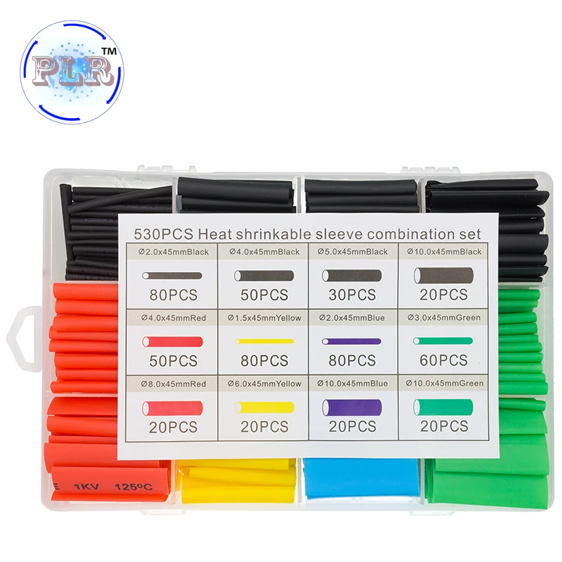 530pcs color boxed heat shrinktubing 2:1 electronic DIY kit PLR insulated polyolefin sheathed shrink tubing cables | Электронные