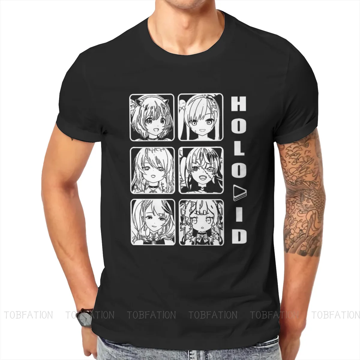 Индонезия Grayscale Hololive VTuber футболка топ хлопковая большие цены мужские Топы Harajuku