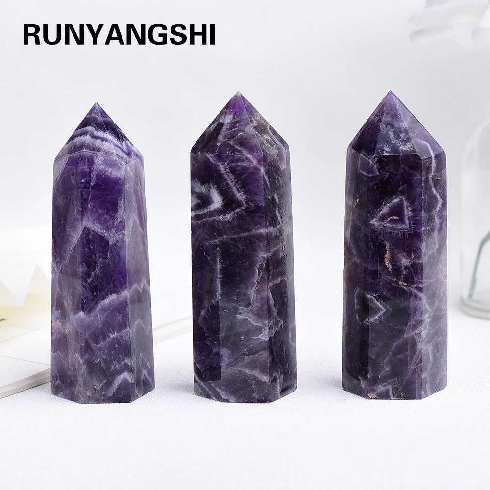 Runyangshi 1 шт. натуральный мечтательный аметист кварц обелиск кристалл палочка
