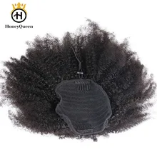 Афро кудрявый конский хвост монгольские волосы remy для женщин натуральный черный зажим в хвосты шнурок человеческие волосы