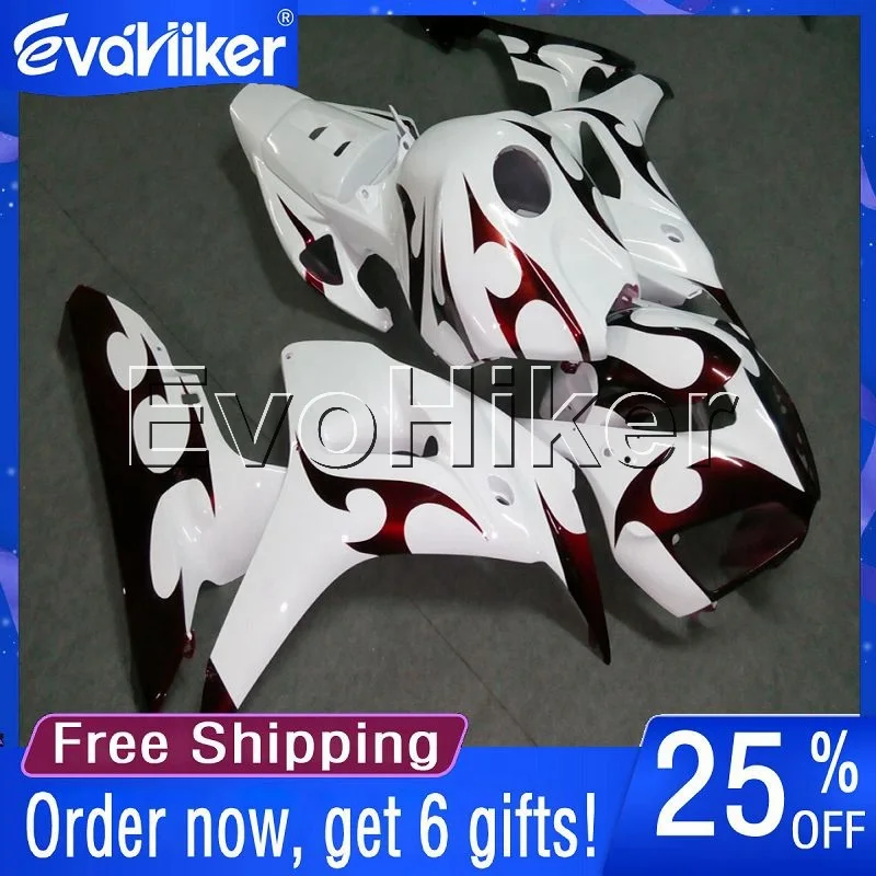 

Изготовленный На Заказ обтекатель для мотоцикла CBR1000RR 2006-2007 CBR 1000 RR, литьевая форма, комплект для кузова мотоцикла, красное пламя + белый