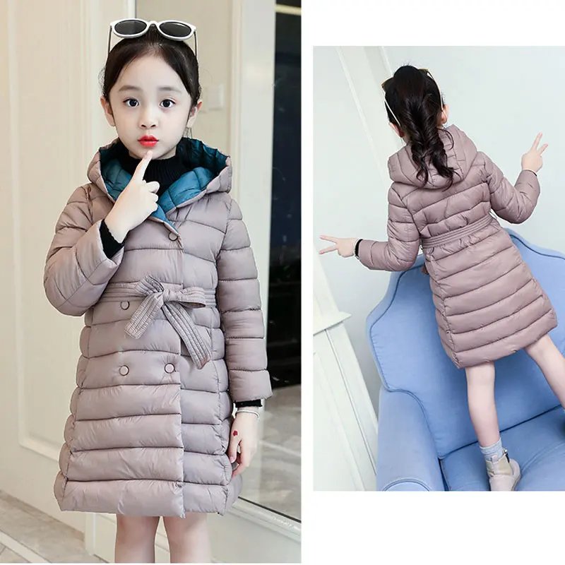New 2019 Fashion Children Winter Jacket Girl Winter Coat Kids Warm Thick Fur Collar Hooded long down Coats For Teenage 4Y-14Y