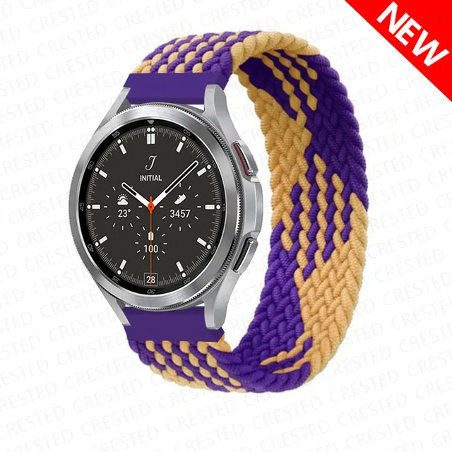 Braided Solo Loop band for Samsung Galaxy watch 4/classic/Active 2 Watchband 20mm 22mm Bracelet correa Amazfit GTS 2 mini strap purple yellow
