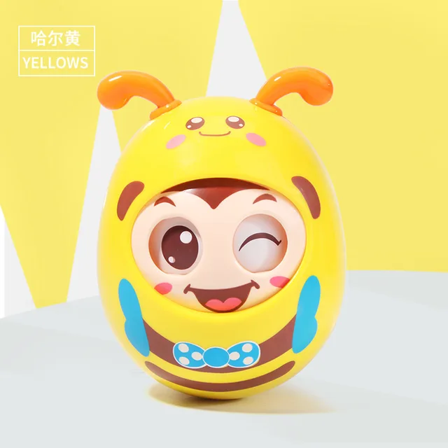 Cute Tumbler Baby Jingle Bells Dolll Blink Eyes Roly-Poly Silicon Teether Toy Fun For Newborns Gift Baby 0-12 Months Toys 3