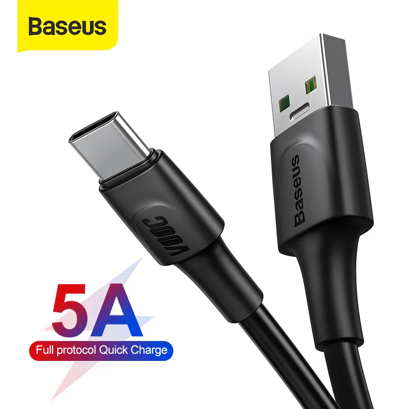 Baseus 5A Кабель с разъемом USB Type C для Redmi Note 9s Quick Charge 3 0 кабель Samsung Huawei Oneplus функцией