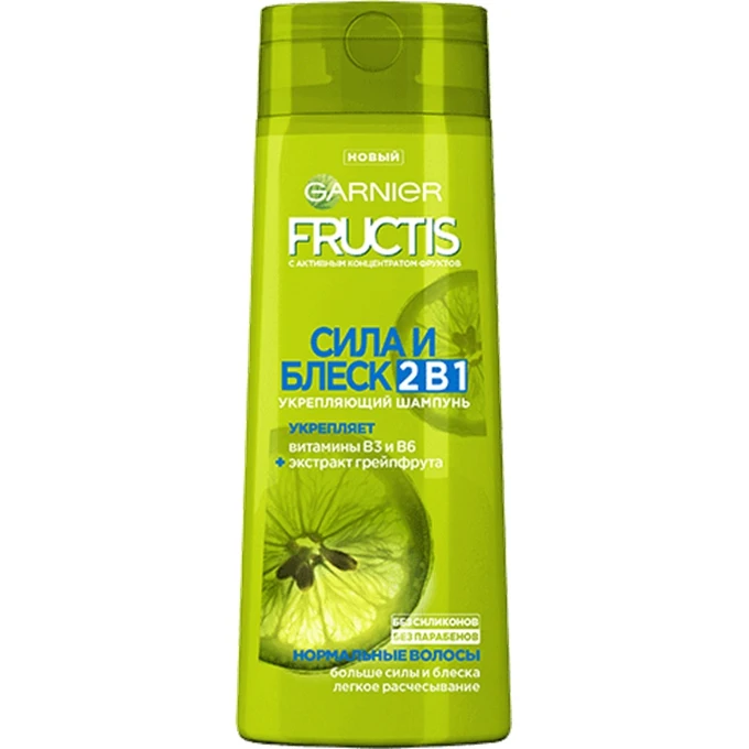 Шампунь Garnier Fructis &quotСила и блеск 2 в 1&quot укрепляющий для нормальных волос 250 мл |
