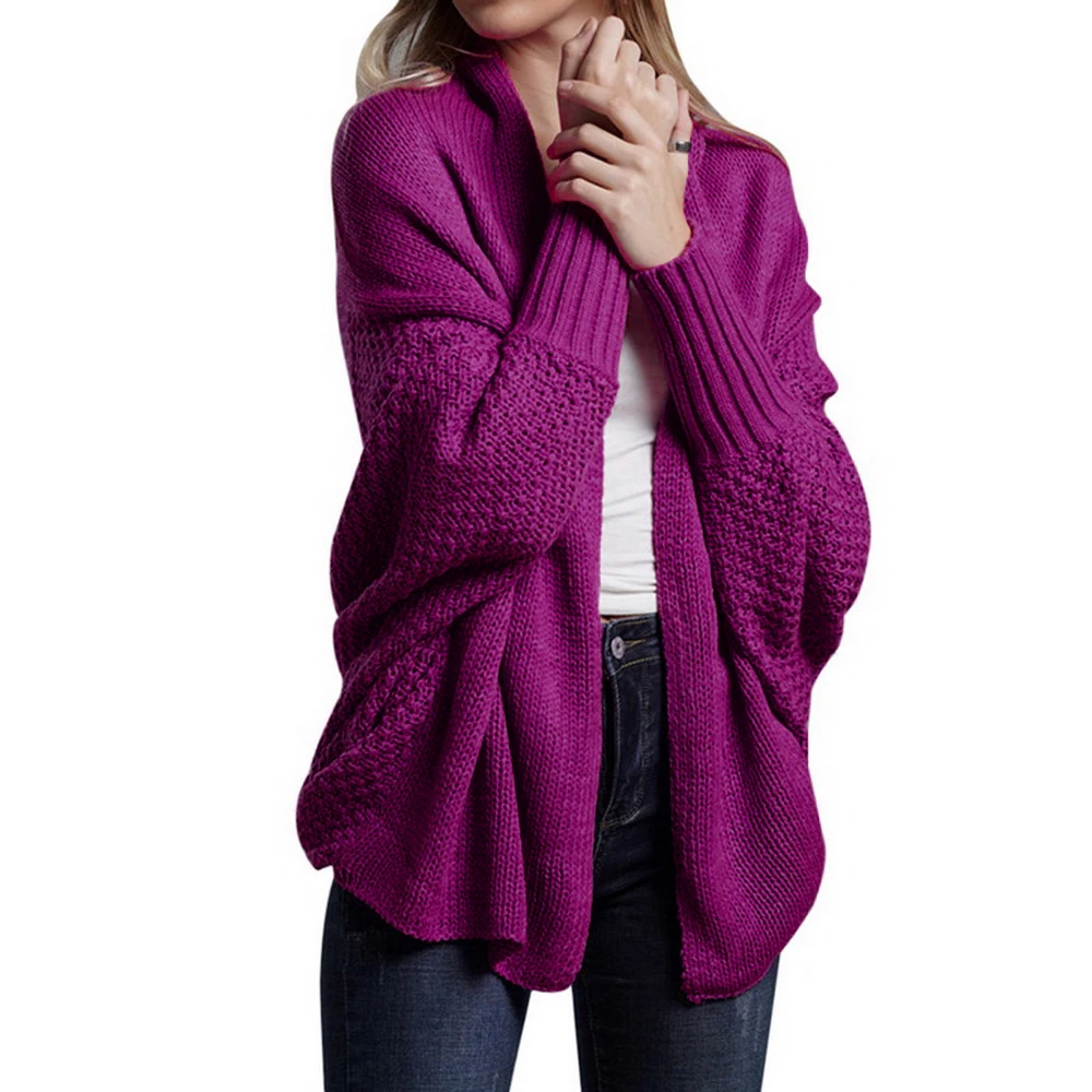 Style 4 Rose Red Осенний женский длинный кардиган, Однотонный свитер с капюшоном, длинное пальто, зимнее женское вязаное пальто размера плюс 5XL, повседневная трикотажная одежда - Цвет: Style 4 Rose Red