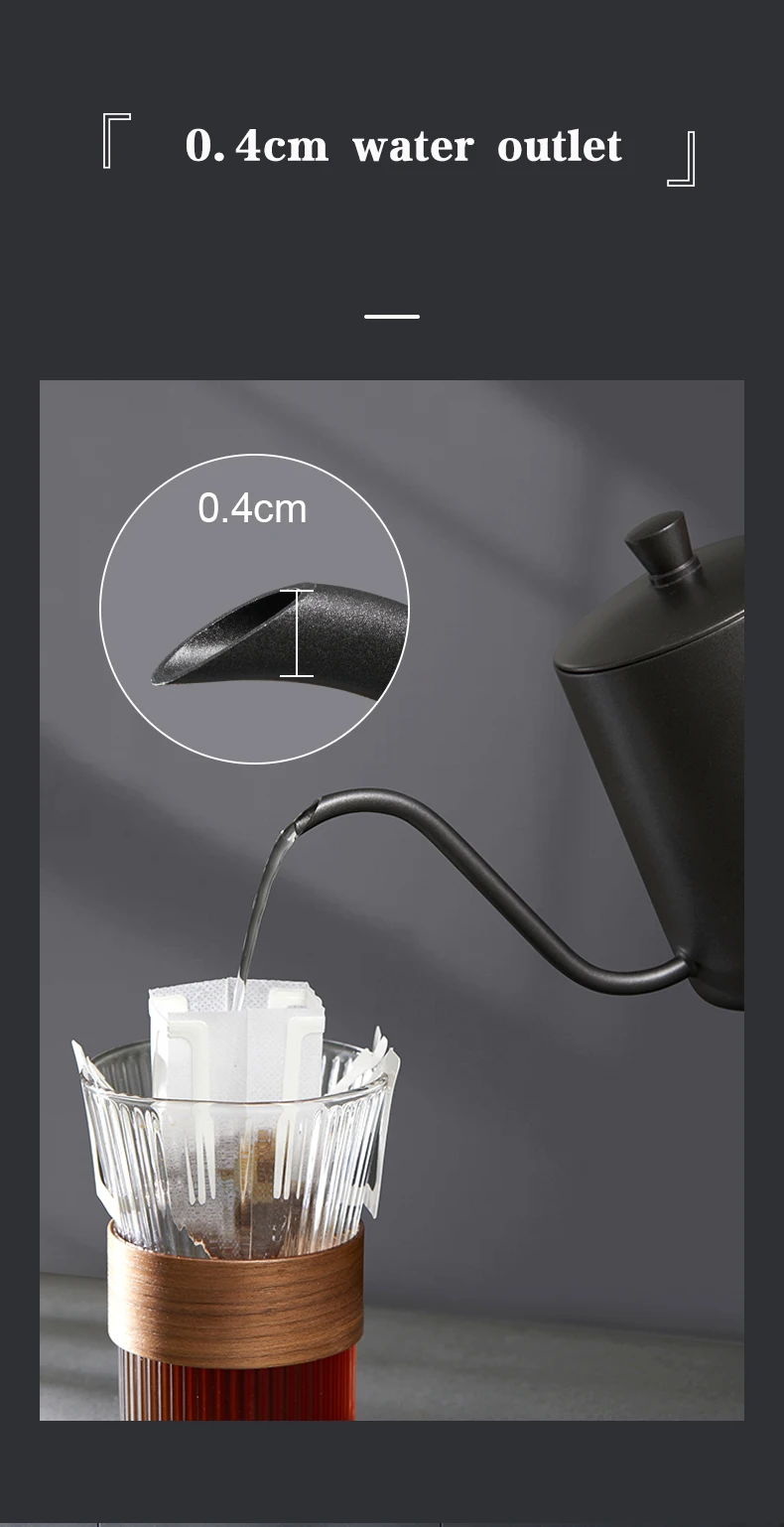 Drip Kettle 350ml 600ml Hand Make Coffee Tea Pot Non-stick Coating Food Grade Stainless Steel Gooseneck Drip Kettle Thin Mouth