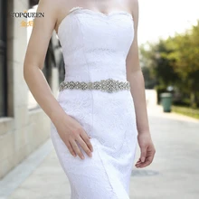 TOPQUEEN S161B-L bridal belt plus size extra long belts rhinestone belts for western bridal beaded sash belt for marriage
