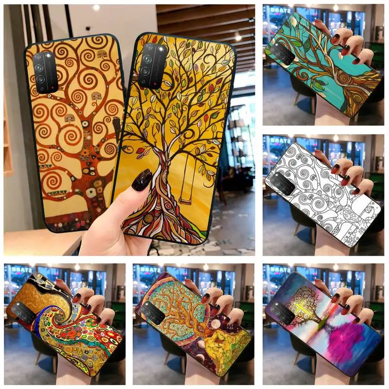 Силиконовый черный чехол Gustav Klimt с изображением дерева жизни для Huawei Honor 30 20 10 9 8 8x