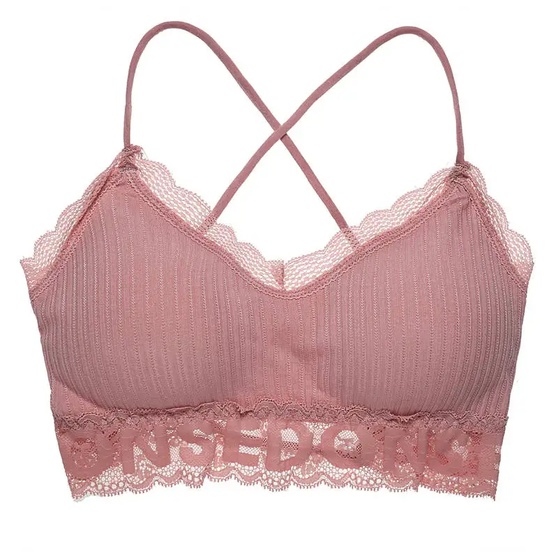 pink Сексуальные кружевные топы с надписями для женщин, женский хлопковый топ с массажной подкладкой, женские майки - Цвет: pink