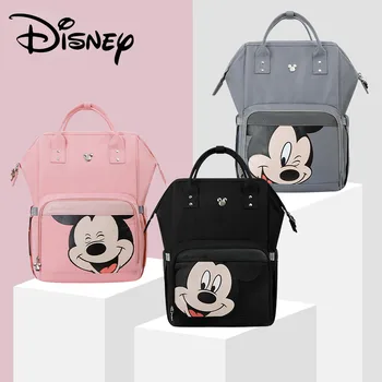 

Disney NEW Mickey Minnie Baby Diaper Bag Large Capacity Mummy Bag USB Waterproof Stroller Diaper Backpack For Mom Nappy Bag
