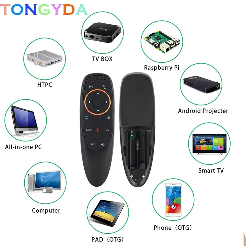 2.4G USB Receiver G10 Air Mouse Voice Control with G10s for Gyro Sensing Mini Wireless Smart Remote Android TV BOX Computer | Электроника