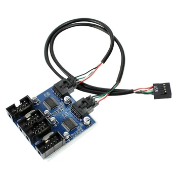 

Male 1 to 4 Female 9Pin USB Header Extension Cable Card Motherboard Hub Adapter