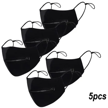 

1/2/5pcs Zipper Face Cover Washable Protective Mouth-cover Men & Women Reusable Zipper Face-mask Easy To Drink mascarillas