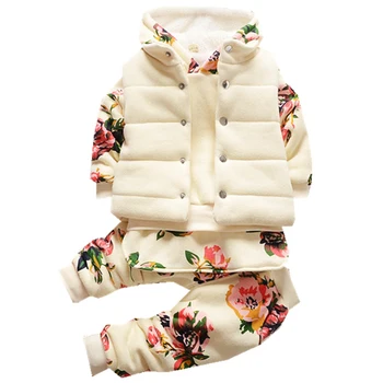 

Autumn Winter Clothes for Boy Infant Plus Velvet Three-piece Suit 2018 New Fashion Girls Outfits Warm Thickening Costume for Boy