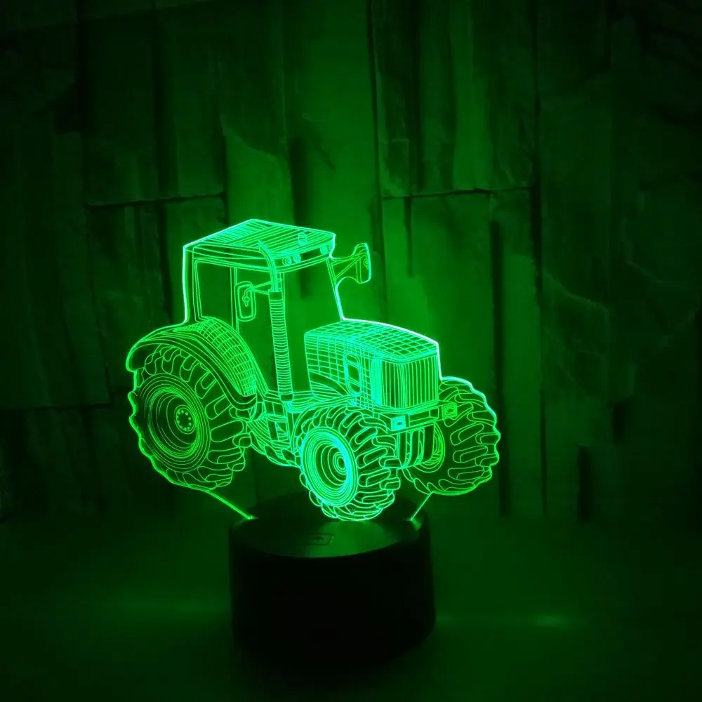 3D LED 야간 조명 트랙터 자동차 테이블 램프, 침실 장식 램프, , 어린이, 생일 선물