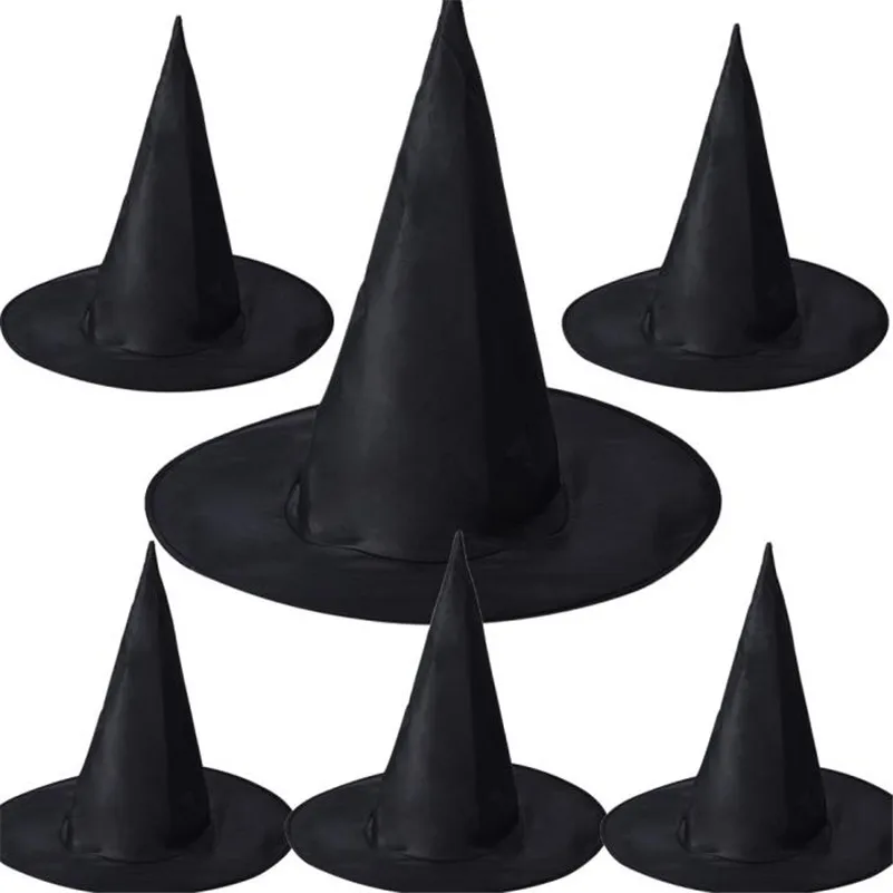 

6PC Halloween Witch Hat Caps Masquerade Party Decoration Adult Womens Black Witch Hat For Halloween Costume Harry Potters Caps#D