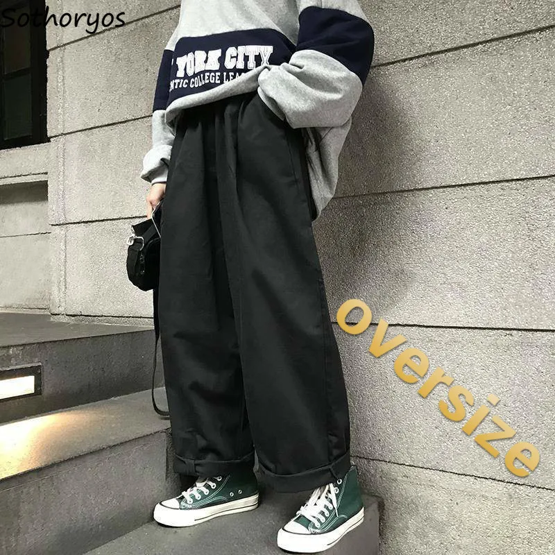 Women Pants Student Loose Ins Straight Korean Style Wide Leg Trousers Simple Retro Kpop Ulzzang Oversize Harajuku Leisure Daily Women Pants Student Loose Ins Straight Korean Style Wide Leg Trousers Simple Retro Kpop Ulzzang Oversize Harajuku Leisure Daily