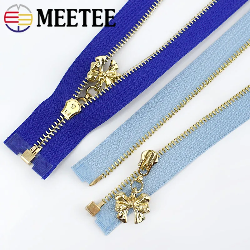 Meetee 2 шт 40 см 3# Металлические молнии Open-End Авто замок золотая молния DIY сумки кошелек Декор одежды молния Швейные аксессуары