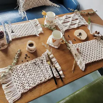 

2020 macrame placemat coaster placemat for dining table kitchen decoration accessories coffee table decor