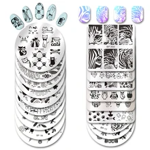BORN PRETTY Квадратный шаблон для штамповки ногтей кот Тигр Леопард глаз маникюрная пластина с изображениями для нейл-арта дизайн ногтей шаблон для печати BP-X50