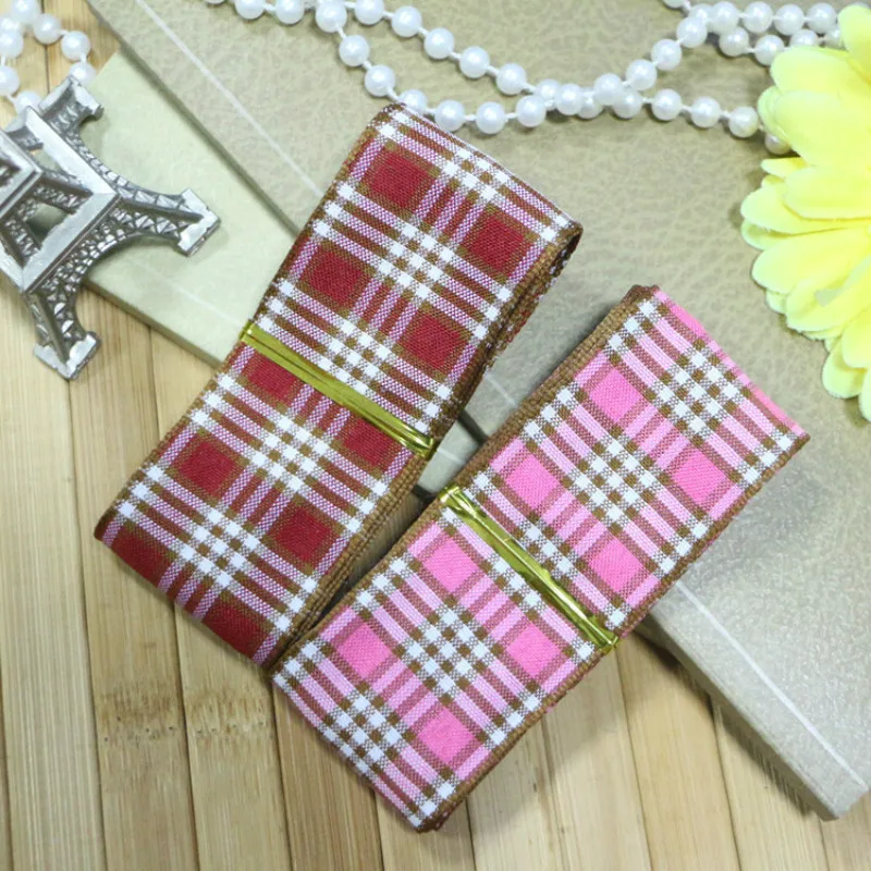 

1 Yard DIY Sewing Ribbon Fabric For Handicrafts Plaid Printed Polyester Trim Ribbon For Christmas Home Decoration Material 3.8cm