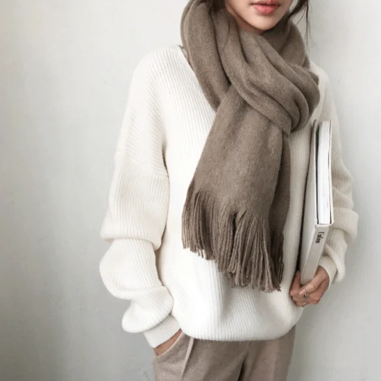 Autumn Knitted V-Neck Women's Sweater Pullover Irregular Long Sleeve Sweaters Women 2020 Winter Loose Jumper DA194 | Женская одежда